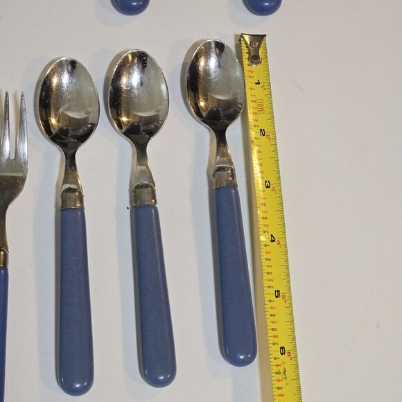 48pc Villeroy & Boch Stainless Flatware Periwinkle Blue Resin Handle forks spoon - Picture 11 of 11